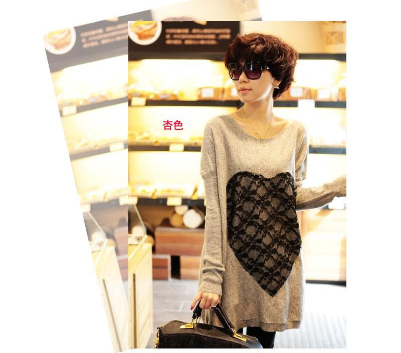 Free shipping 2012 Casual plus size lace love o-neck batwing loose women's sweaters