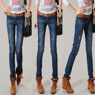 Free Shipping 2012 casual wearing white retro finishing vintage slim denim pencil pants jeans pants 9006