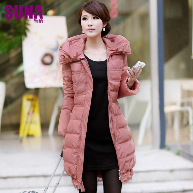 Free shipping ! 2012 down coat female lace decoration winter medium-long slim 1162