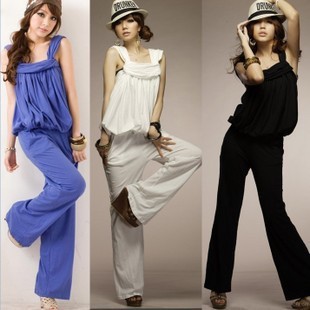 Free Shipping 2012 Elegant Women's Cotton Jumpsuit /Blue Black Women's Hammock Romper /Wholesale&Retail