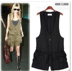 Free shipping,2012 Europe and the United States sleeveless piece jumpsuit ,low waist shorts casual ,coveralls pants B158