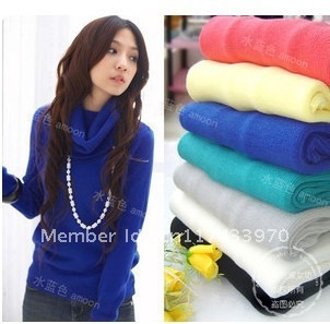 Free Shipping,2012 Fashin Winter Big Ture-down Collar Knitted Sweater,13 colors