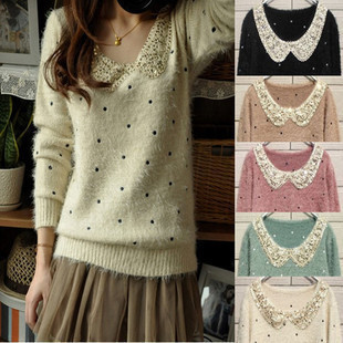 free shipping 2012 fashion autumn new arrival princess sweet basic women's sweater loose sweater outerwear