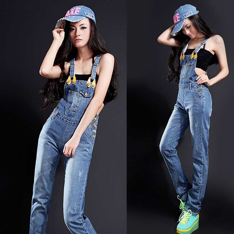 free shipping  2012 fashion designer  woman bib pants female  slim blue denim bib overralls jumpsuit for women