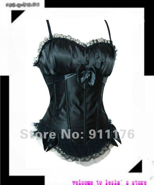 Free shipping!!!  2012 Fashion Front Three Bows and Lace Corset  bustier ,Cheaper  wholesale+Fast Delivery NA5158