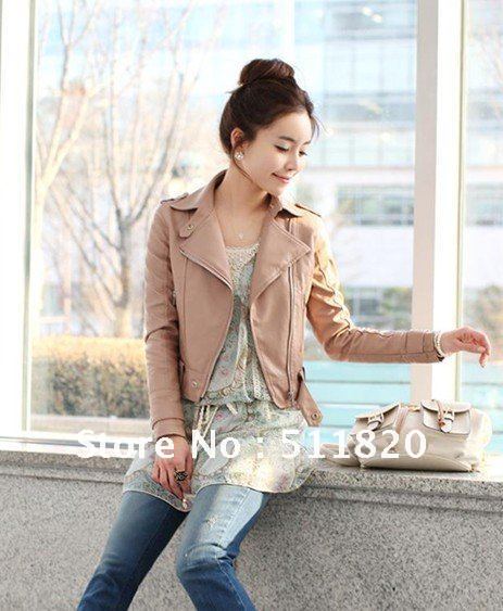 Free Shipping 2012 Fashion Ladies' Zipper Slim Short Leather Jecket/Leather Moto Jecket,Overcoat