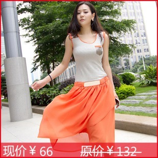 Free Shipping 2012 fashion perspectivity leather small pocket patchwork elegant racerback slim waist one-piece dress full dress