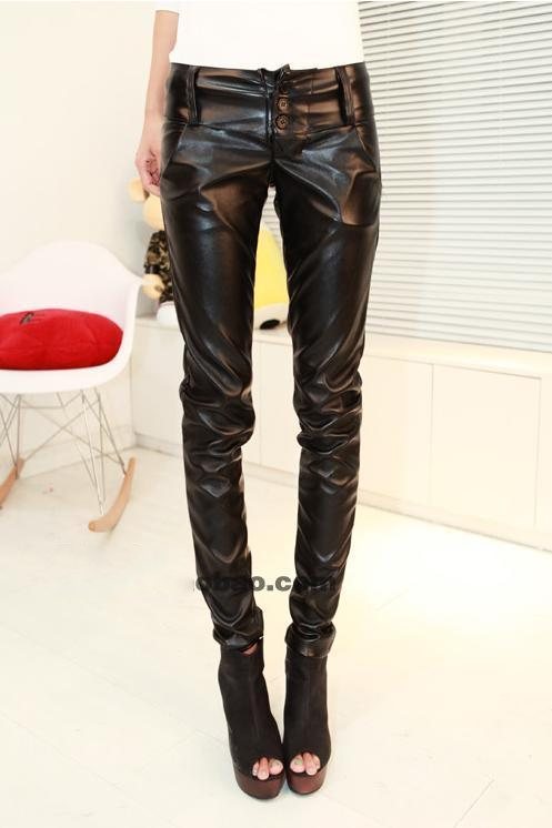 Free shipping 2012 fashion plus size tight butt-lifting leather pants pencil pants legging trousers female