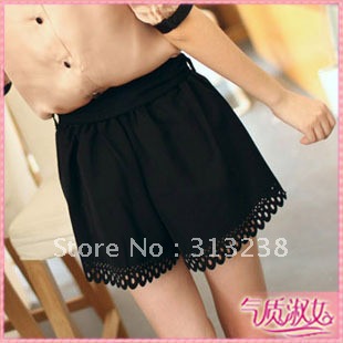 Free shipping 2012 fashion summer bow elastic delicate cutout carved shorts culottes / ladies' skirt / short pants  / trousers