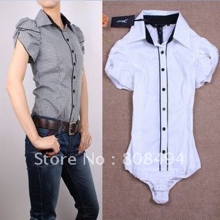 Free shipping!2012 Fashion summer women's white slim fashion short-sleeve body shirts