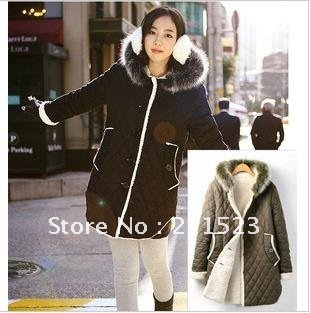 Free shipping! 2012 Fashion thicken lamb fur cotton-padded overcoat for women, leisure woman warm winter jackets/outwear