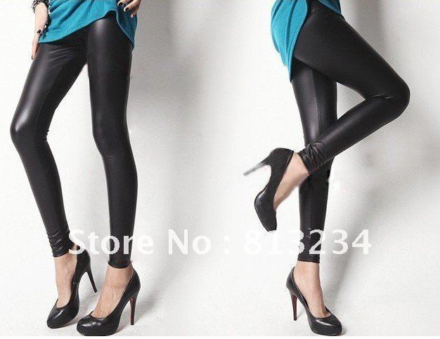 Free shipping 2012 Fashion Tights Leather Leggings For Woman,  Jeans  Black  Free size TZ-2