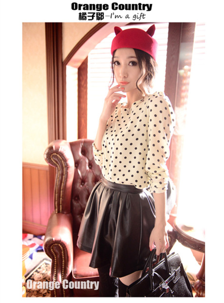 Free shipping 2012 fashion vintage leather skirt high waist short leather skirt sheds bust skirt