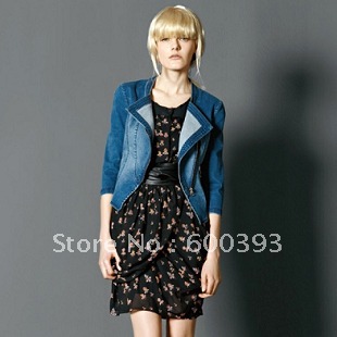 Free shipping 2012 Fashion water wash white denim short jacket denim top denim jacket