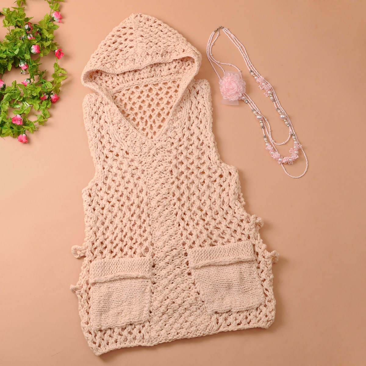 free shipping 2012 fashion winter new arrival women's handmade coarse knitting cutout with a hood medium-long sweater 8562