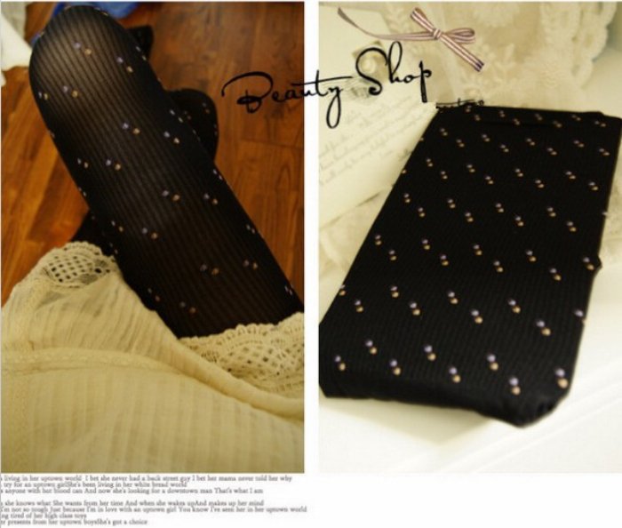 Free shipping 2012 fashion winter Polka Dot Thin vertical Striped Tights