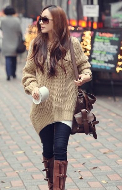 Free Shipping 2012 Fashion Womens With Hat Batwing Sleeve Loose Sweater B9059#