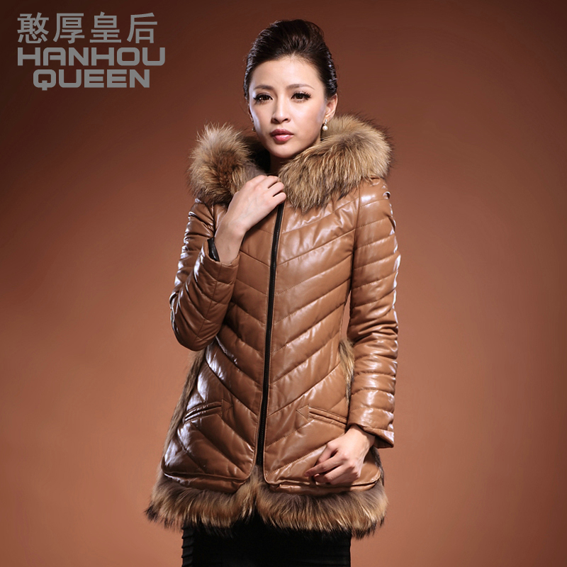 free shipping  2012 fashionable casual slim sheepskin down coat female genuine leather clothing