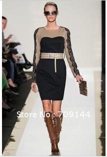 Free Shipping 2012 Fashionable Lace long-sleeved winter dress women