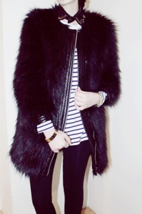 free shipping 2012 faux medium-long outerwear cuff access control patchwork fur overcoat outerwear