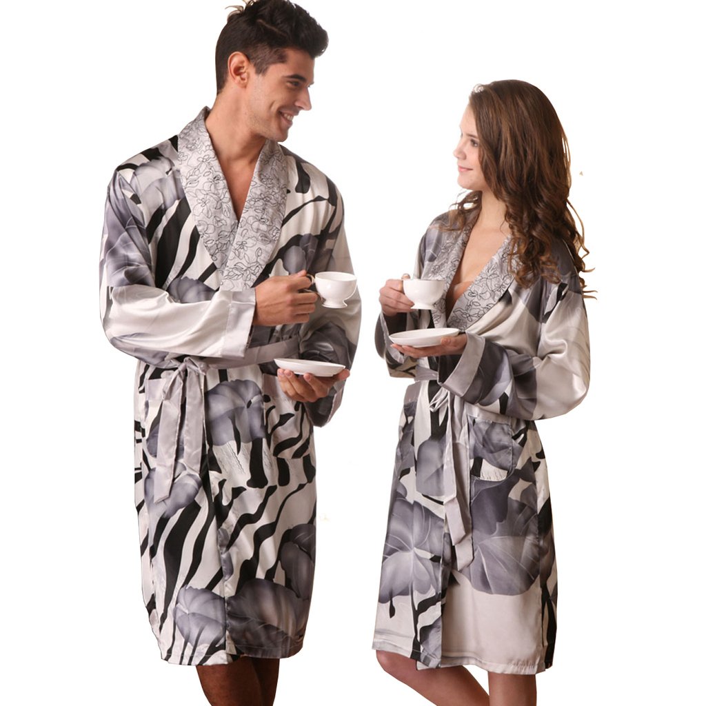 Free shipping! 2012 faux silk long-sleeve lovers sleepwear female robe bathrobes a6820a6821