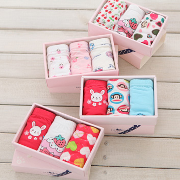 free shipping 2012 female child 100% cotton trigonometric panties 3 gift box set 18 box