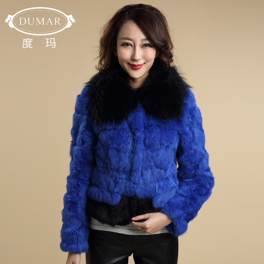 free shipping 2012 fox fur full leather rabbit fur short design slim outerwear pc0629