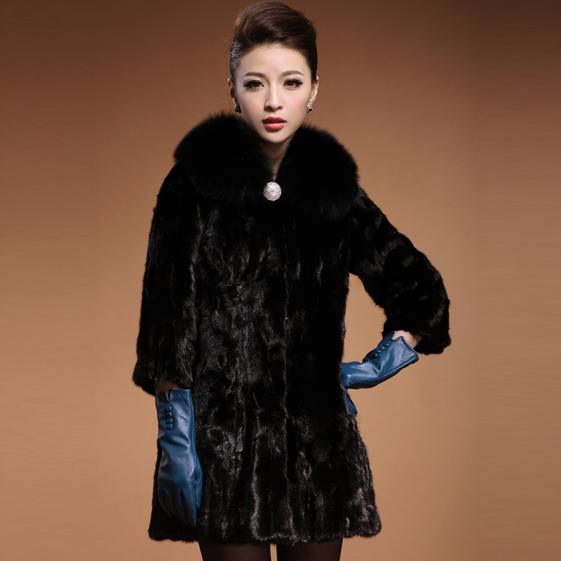 free shipping 2012 fox fur mink fight mink slim leather coat fur douhua