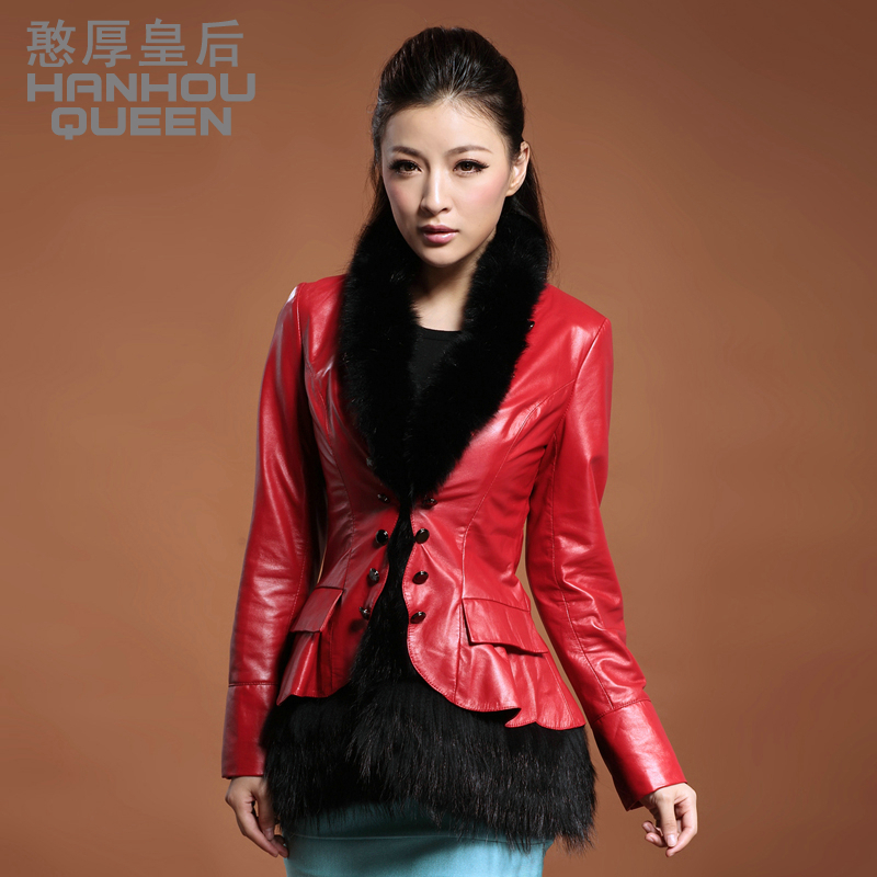 free shipping  2012 fox fur short design slim sheepskin female genuine leather clothing