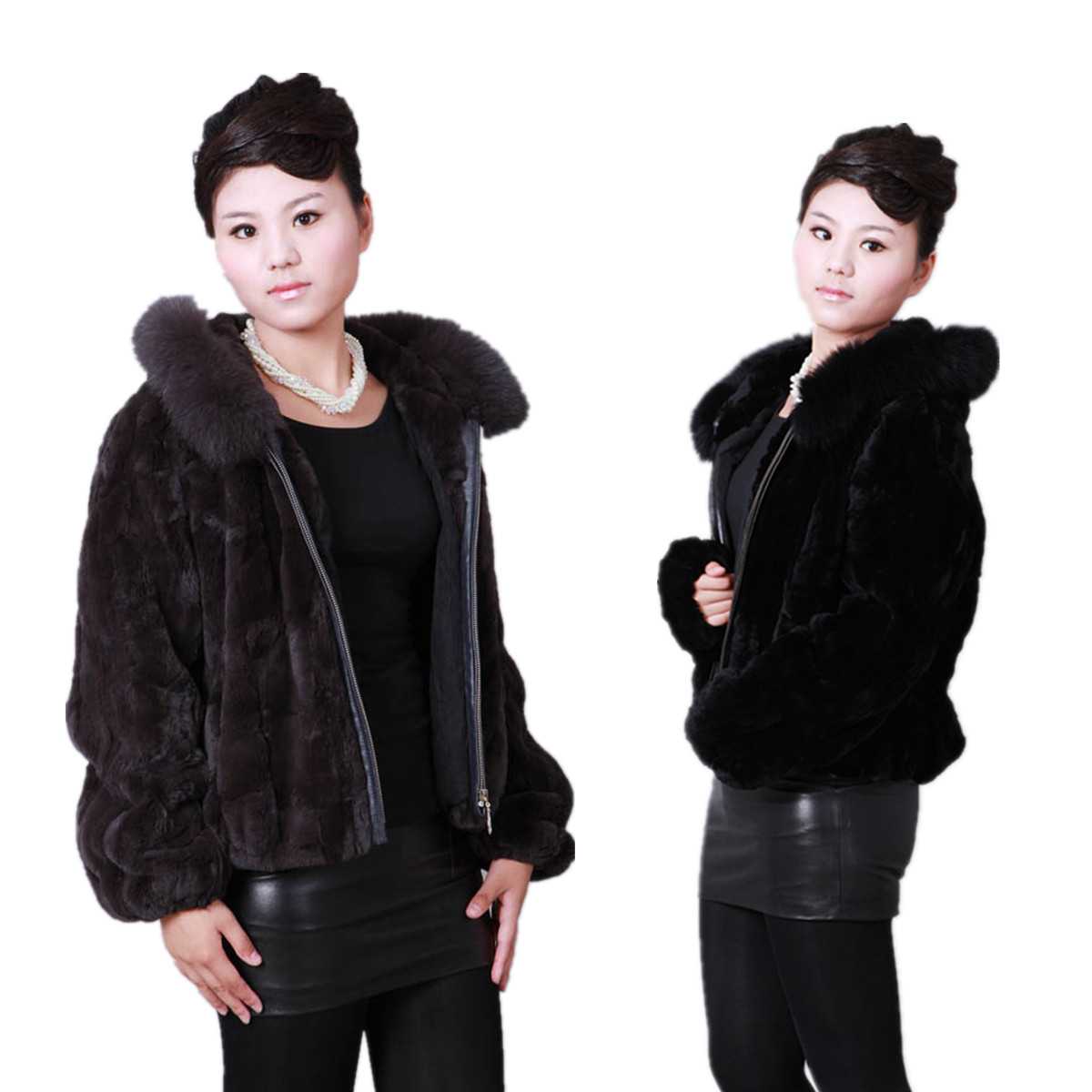 Free Shipping! 2012 fur autumn and winter rex rabbit goatswool women's with a hood outerwear women's fur