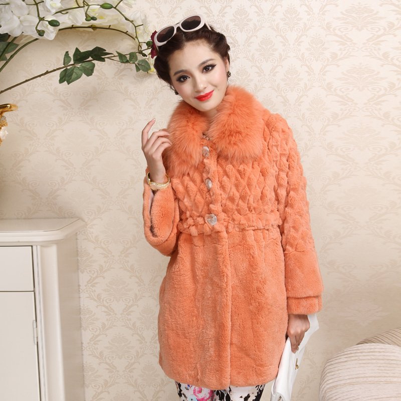 free shipping, 2012 fur coat rabbit hair medium-long fox fur long rabbit fur