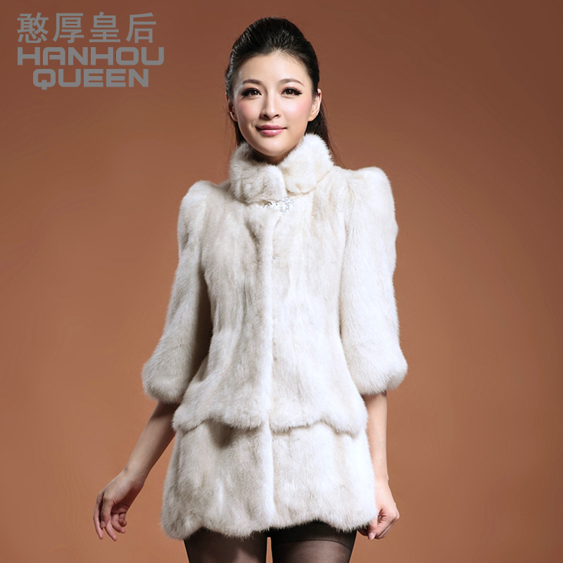 free shipping  2012 fur overcoat medium-long slim mink fur coat