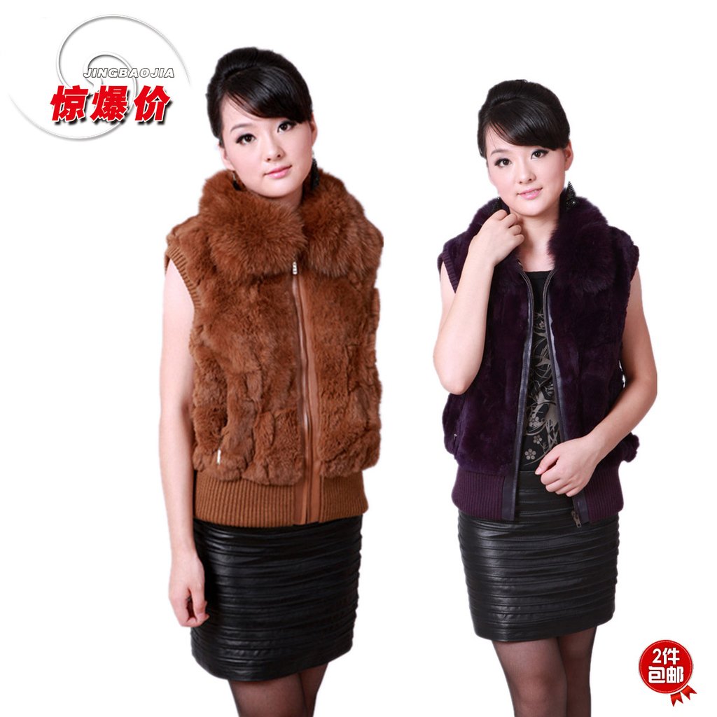 Free Shipping! 2012 fur rex rabbit hair fur vest fox fur all-match autumn and winter chromophous vest