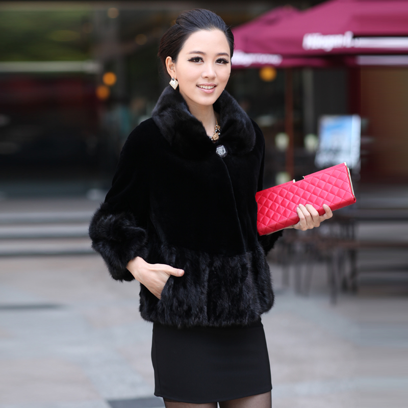 free shipping 2012 genuine fur mink hair outerwear short design women's leather clothing fur fight mink