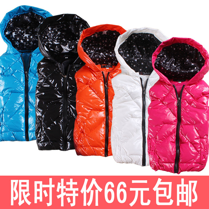 Free shipping! 2012 glossy with a hood cotton vest women's cotton waistcoat cotton vest Women