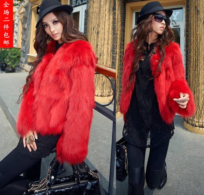 free shipping 2012 High quality soft thick faux fox fur short jacket british style banquet autumn and winter