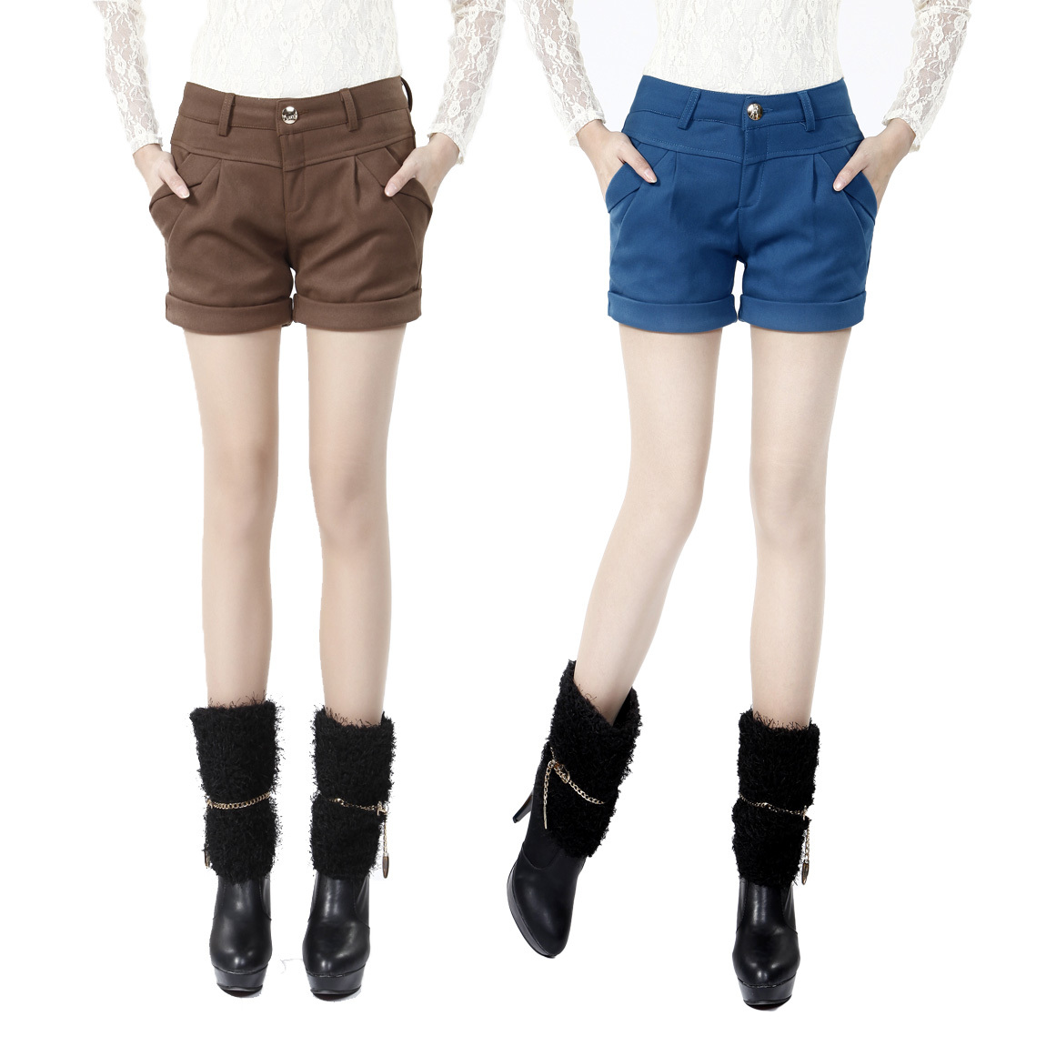 Free Shipping  2012 Hitz Korean version of the candy-colored was thin curling ladies woolen shorts