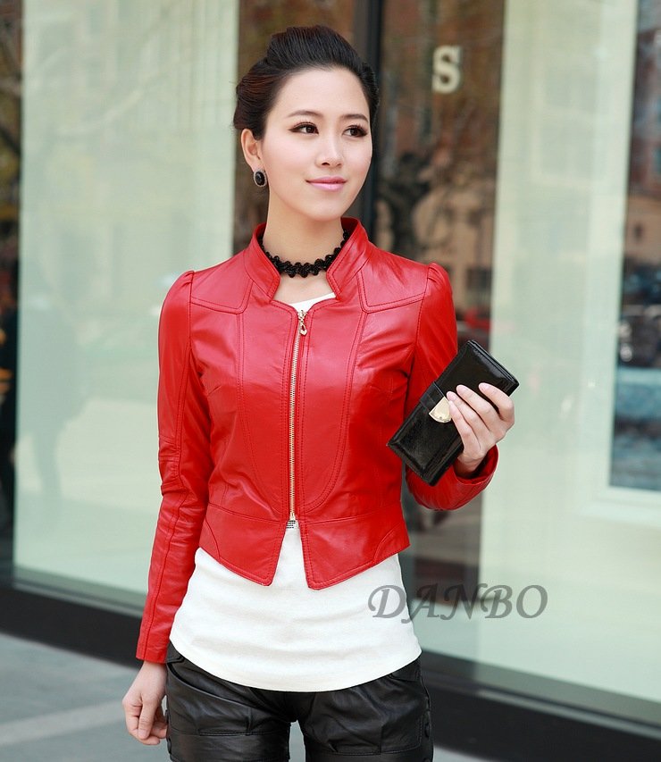 Free Shipping 2012 Hitz leather leather jacket, a short paragraph Women Slim sheep skin coat-G207