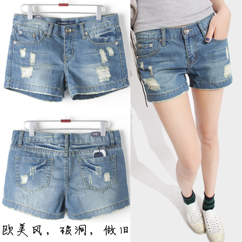 Free shipping, 2012 hole jeans female denim shorts personalized flash jeans