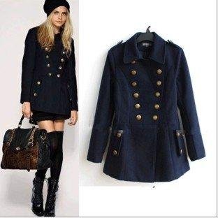 Free shipping 2012 hot lapel collar cap double breasted woolen overcoat, formal women's thick outerwear ,women woolen trench