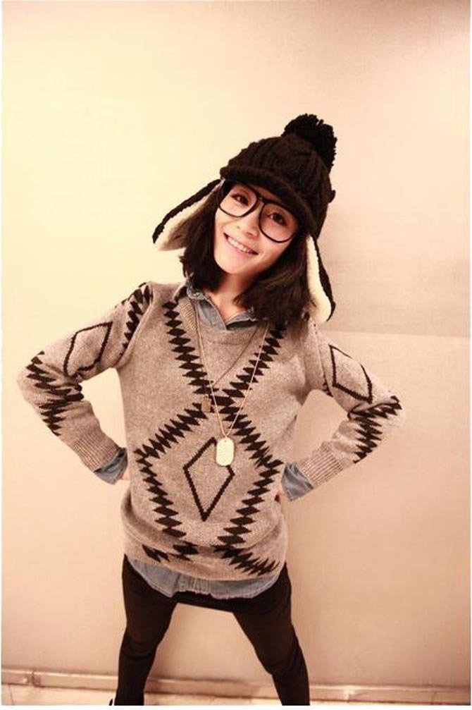 Free shipping  2012 hot sale Autumn Preppy Style 4 Colors geometric  Pullover  Casual knitted sweater Womens Ladies Sweater