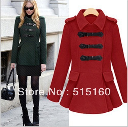 free shipping 2012 hot sale fashion Europe and America auntumn winter lady trench, Slim leather button woman winter coat