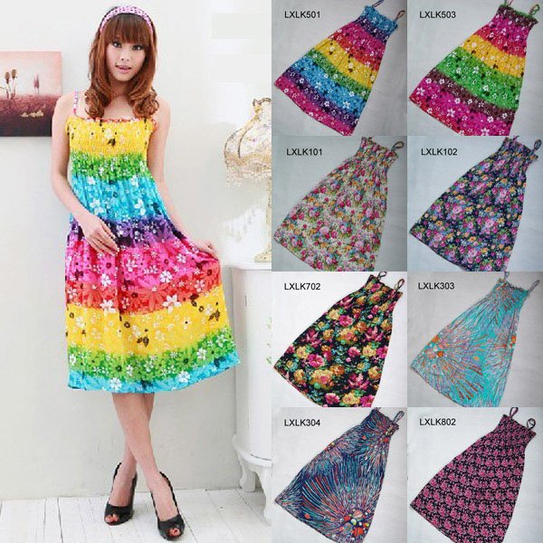 Free shipping!! 2012 hot sale lowest price best quality mixed order Bohemian printing cotton beach dress LXLK501