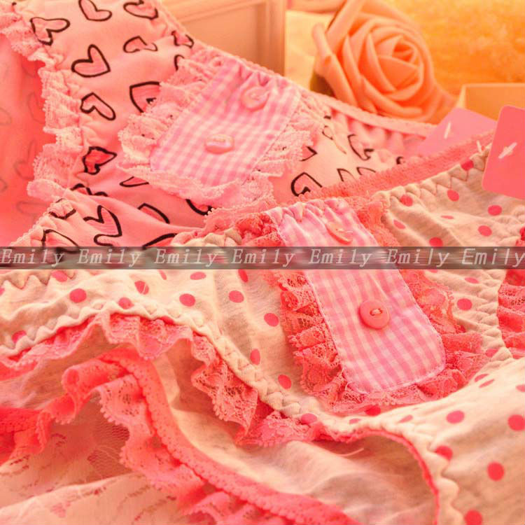 Free Shipping 2012 HOT Sales Women's Panties Cotton Briefs/ Big Dot pattern lace Underwear