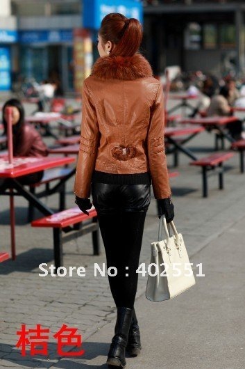 Free shipping 2012 hot selling new autumn Fashion woman 's fur leather jacket, plus size ladies casual winter coats wholesale