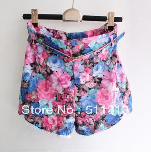 FREE SHIPPING 2012 hot vintage Baroque rose print all-match shorts