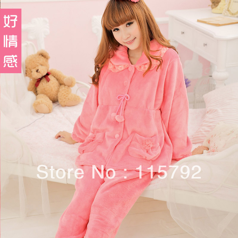 Free shipping 2012 hot women's casual long-sleeved lounge cute pajama winter women's pyjamas