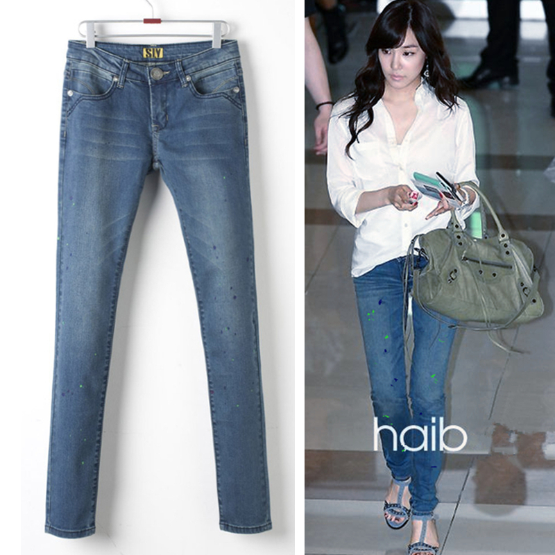 Free shipping, 2012 jeans female skinny pants female mid waist denim female trousers sly denim