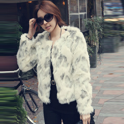 Free shipping 2012 ladies elegant slim popular gradient color faux fur coat short design