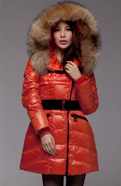 Free shipping 2012 latest fashion Winter  large fur collar  duck medium-long women's down coat down jacket